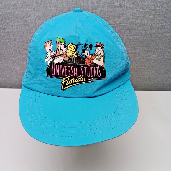 Vtg Universal Studios Florida Cap Hat Blue Hanna Barbera 1990 Adjustable USA - Picture 2 of 10